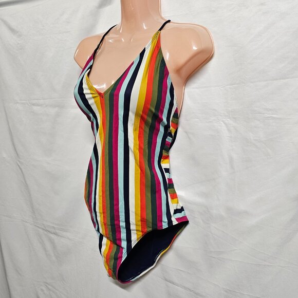 Tory Burch Striped Multicolor Swimsuit Women Size L - Picture 13 of 14